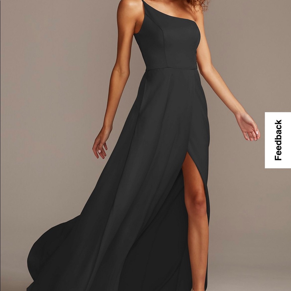 Black Satin One-shoulder Dress